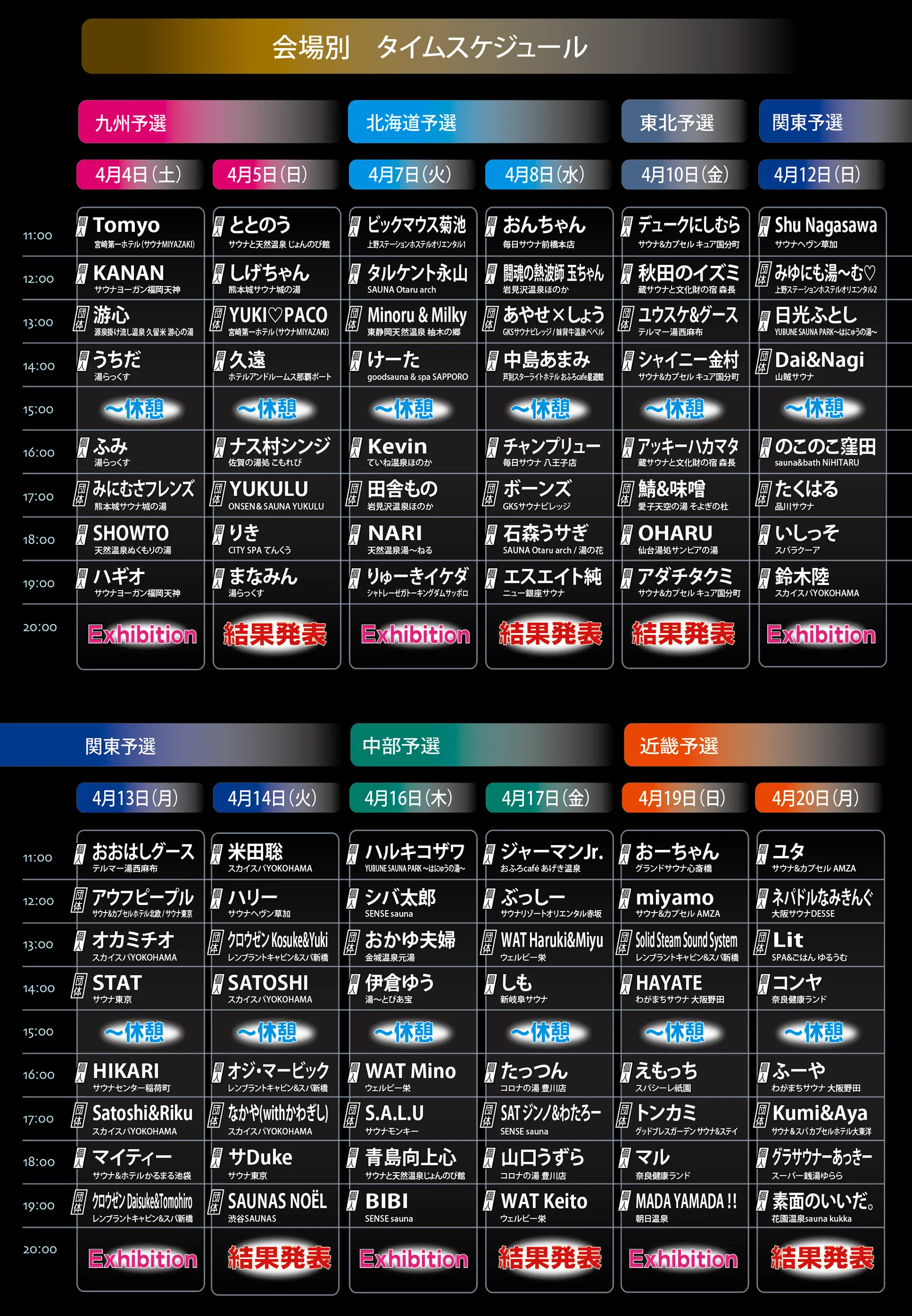 会場別 タイムテーブル