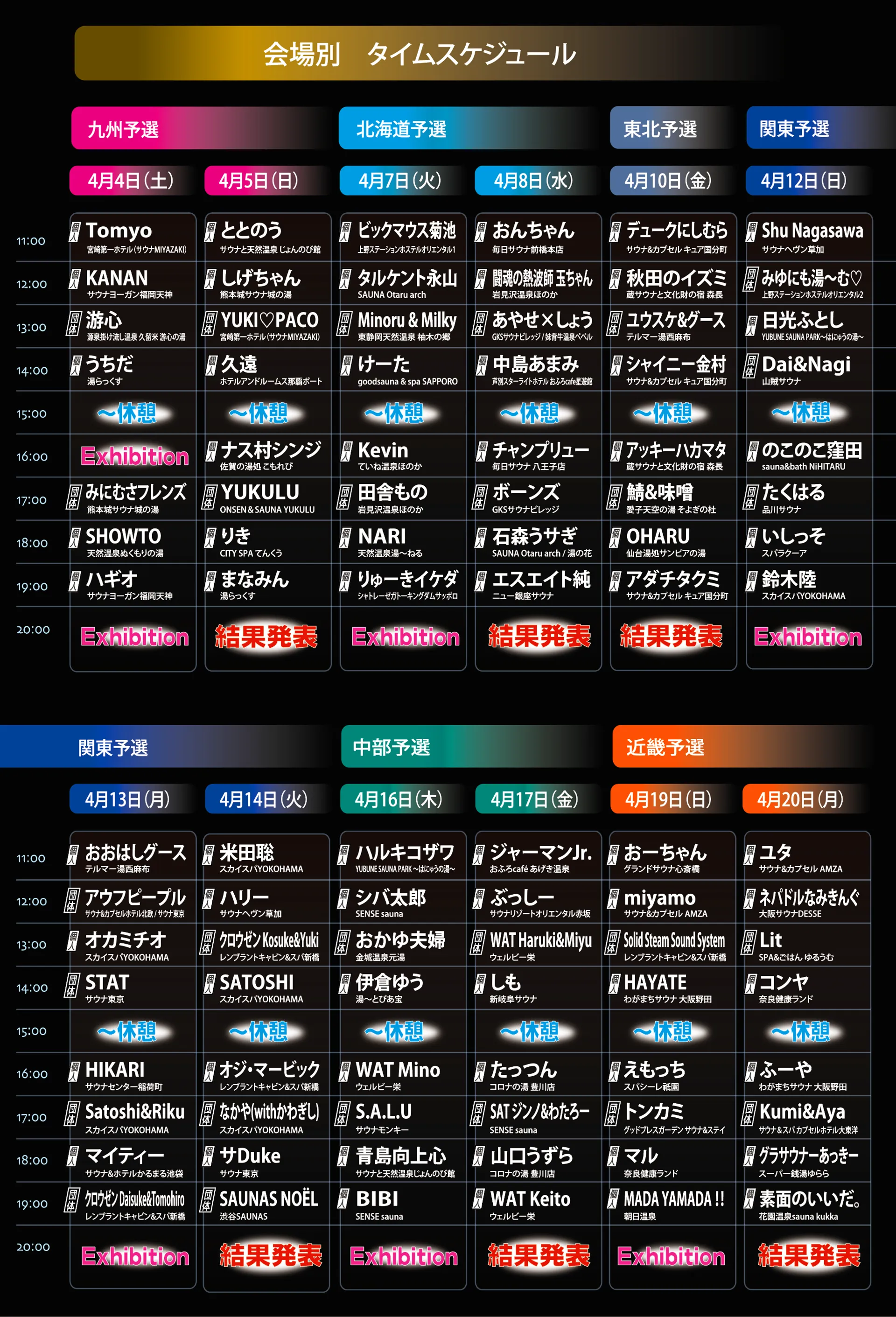 会場別 タイムテーブル