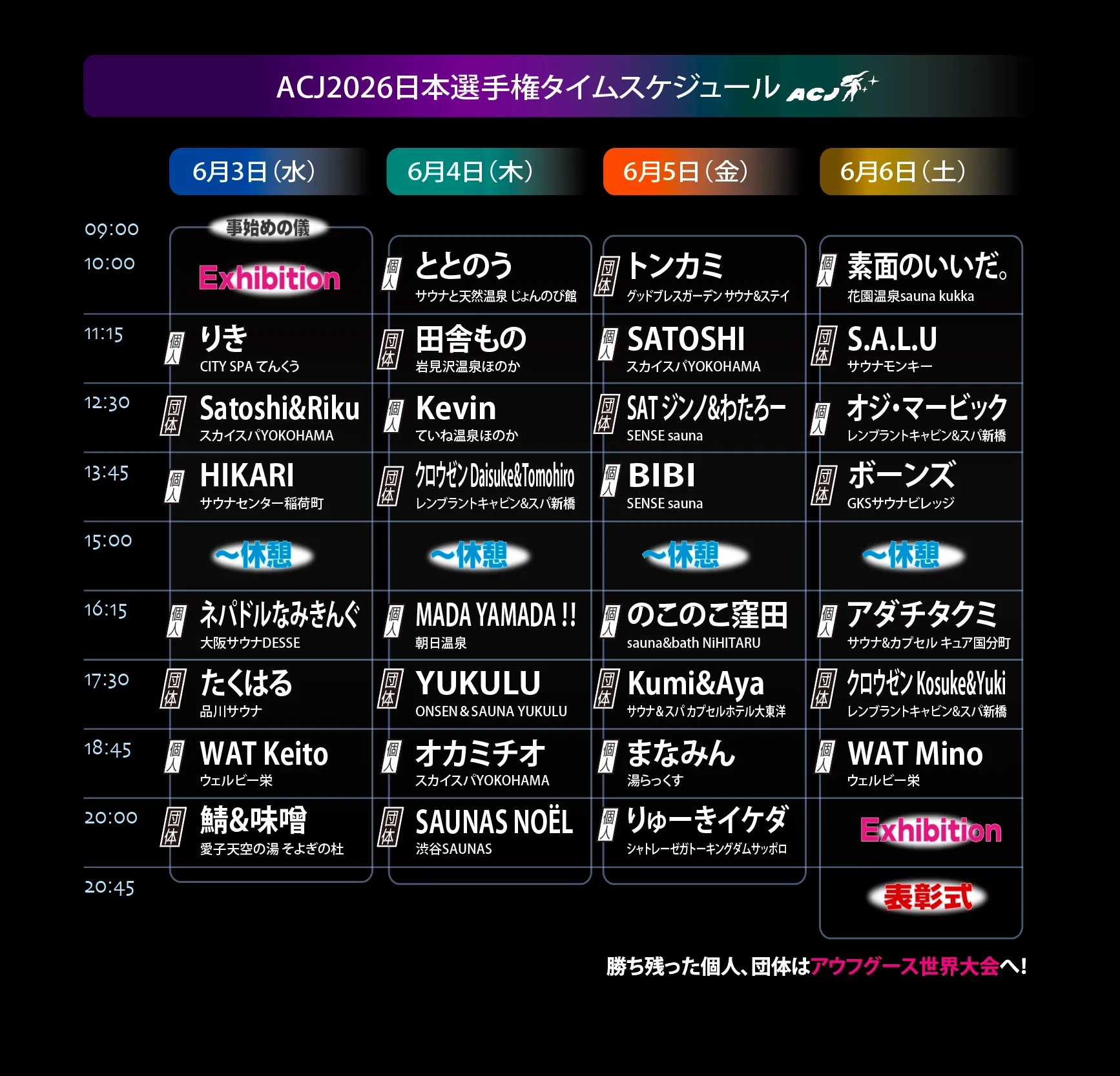 会場別 タイムテーブル